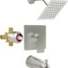 WRISIN Tub Shower Faucet Set, Brushed Nickel Shower Valve Kit with 6 Inch Showerhead, Bathtub Faucet Set