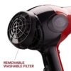 KISS 1875 Watt Pro Tourmaline Ceramic Hair Dryer, Styling Edition, 3 Heat Settings, 2 Speed Settings, Cool Shot Button, 7 Blow Dryer Accessories Included, 2-Year Warranty - Red
