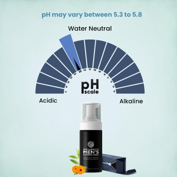 Skin Elements Intimate Wash for Men | pH Balanced Foaming Wash with Tea Tree Oil & Aloe Vera | Soothes, Refreshes & Maintains Hygiene | 4.05 fl. oz. |