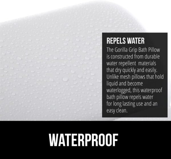 GORILLA GRIP Bath Pillow for Tub, Improved Suction Cups, Luxury Bathtub Pillows, Headrest for Neck and Back Support, Relaxing Home Spa, Hot Tubs and Bathroom Essentials, Gifts for Women, 2 Panel White