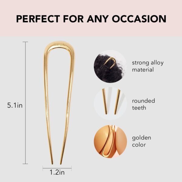 Kitsch Metal French Hair Pin for Women - Elegant Hair Accessories for Women, Ideal for Buns & French Twist, Designed for a Secure, Comfortable Fit - 1pc Gold