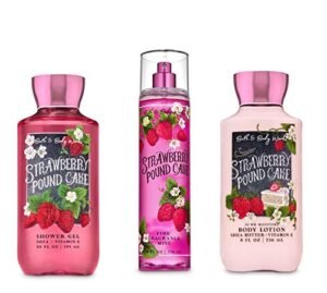 Bath and Body Works - Strawberry Pound Cake - Daily Trio - Shower Gel, Fine Fragrance Mist & Super Smooth Body Lotion- New 2020