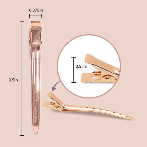 Kitsch Metal Hair Clips for Styling - Alligator Clips for Sectioning, Cutting, Coloring, Blow Drying and Makeup | Salon Quality Hair Accessories - 6pcs (Rose Gold)
