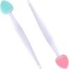 2pcs Silicone Lip Scrub Brush, Double-Sided Lip Exfoliator Brush for Dark Lips, Heart Shape Lip Scrubber Tool for Removing Dead Skin- Pink & Green