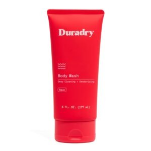 Duradry Deodorizing Body Wash for Women and Men - Odor control, Deep Cleansing, Nourishes, and Moisturizes Skin, Made with Natural Ingredients - Aqua Fragrance, 6 Fl Oz