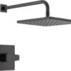 Delta Modern 14 Series Square Rain Shower Faucet Set, Matte Black Shower Head and Handle Set, Valve Trim Kit, Matte Black T14268-BL-PP (Valve Not Included)