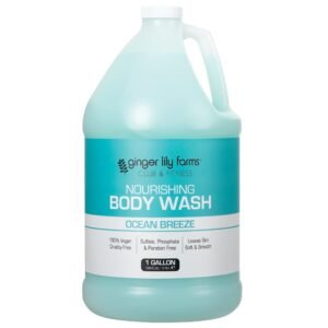 Ginger Lily Farms Club & Fitness Nourishing Body Wash, 100% Vegan & Cruelty-Free, Bath & Shower Gel for Men and Women, Ocean Breeze Scent, 1 Gallon (128 fl. oz.) Refill