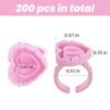 Glue Rings for Eyelash Extensions, Inartato Heart Glue Rings 200pcs Lash Fan Glue Cups Glue Holder Lashing Supplies (Pink Heart Shaped)