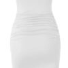 Missufe Women's Short Sleeve Ruched Casual Sundress Midi Bodycon T Shirt Dress