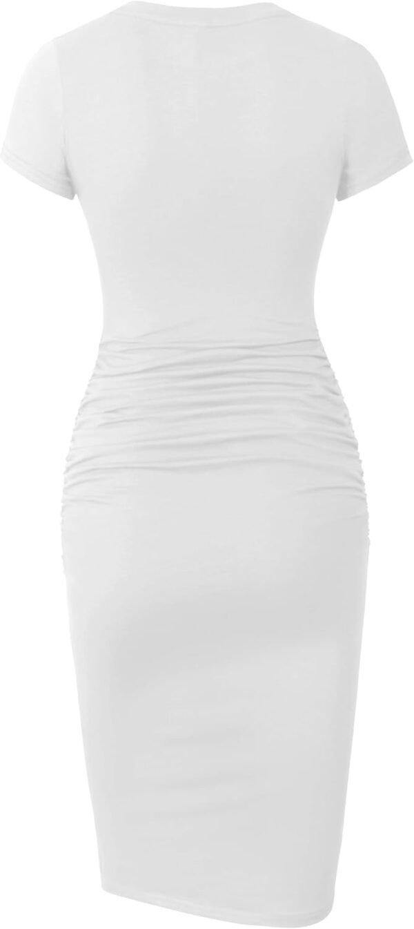 Missufe Women's Short Sleeve Ruched Casual Sundress Midi Bodycon T Shirt Dress