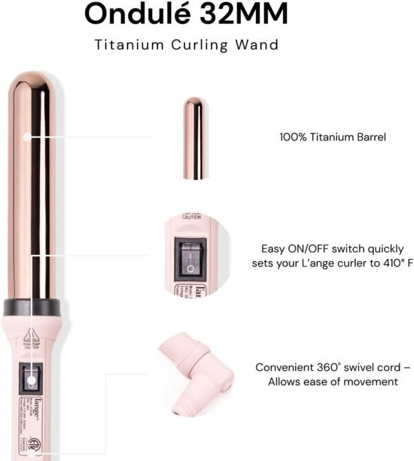 51XYtBq-wML._AC_SL1200_.jpg L'ANGE HAIR Ondulé 32 MM Titanium Curling Wand | Professional Hot Tools Curling Iron 1.25 Inch | Salon Hair Styling Wands for Beach Waves | Best Hair Curler Wand for Frizz-Free, Lasting Curls