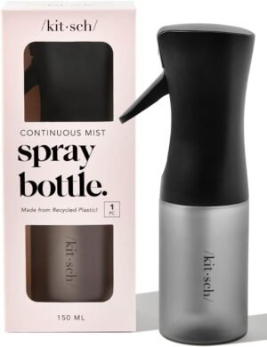 51XcCAnXZL._AC_SL1250_.jpg Kitsch Continuous Spray Bottle for Hair – Fine Mist Water Mister & Water Spray Bottle – Recycled Hair Spray Bottle – Spray Bottles for Cleaning, Styling, Plants & More – Black, 150ml