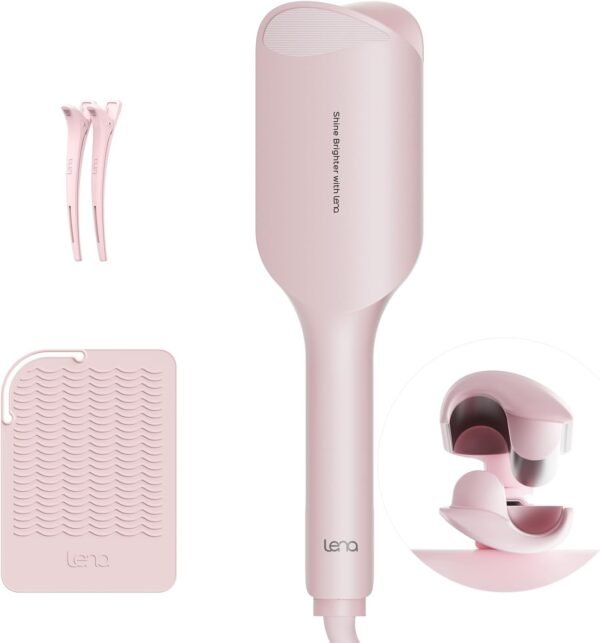 51YVWp2ZYKL._AC_SL1500_.jpg Waver Curling Iron LENA S12 Beach Waver Curling Wand, Hair Tool with 2 Barrels, Anti-Scald Protection, Adjustable Time & Temps, Dual Voltage, Titanium Coating for Effortless, Long-Lasting Waves