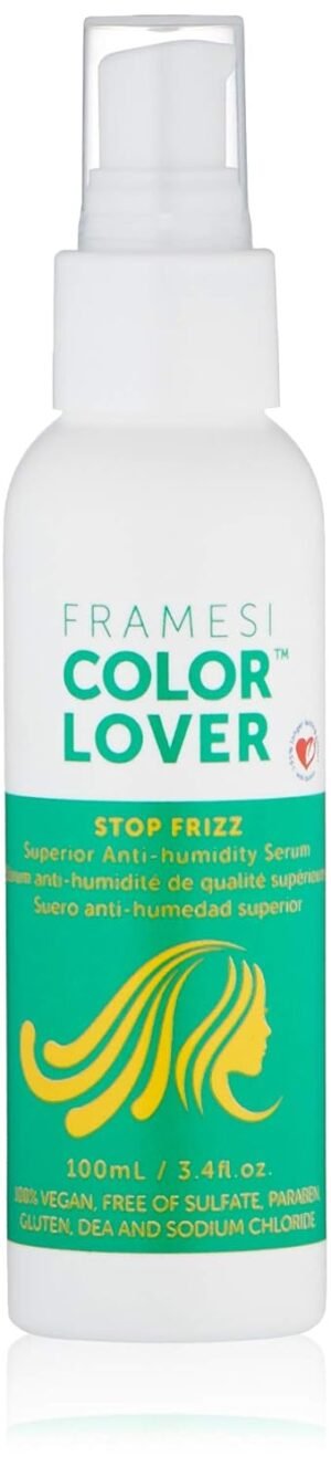 Framesi Color Lover Stop Frizz, 3.4 fl oz, Anti-Humidity Serum and Split End Repair, Color Treated Hair, Travel Size