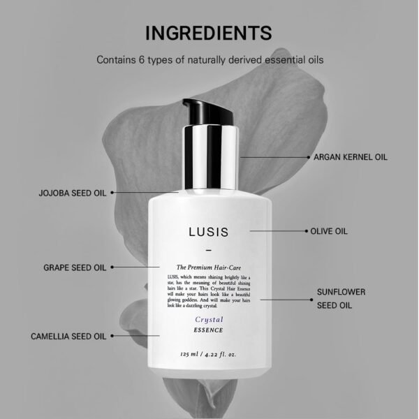 LUSIS, Crystal Hair Essence, Protein Hair Styling Serum, Volume Care, Damaged Hair Care, Hydration and Nutrition Supply, Hair Designer Recommended Essence Oil, Floral Scent, 4.22 fl. oz.