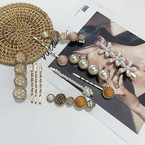 Mehayi 20 PCS Pearls Hair Clips Fashion Korean Style Acrylic ResinHairpins / Barrettes for Women and Ladies Girls Headwear Styling Tools Hair Accessories Bobby Pins