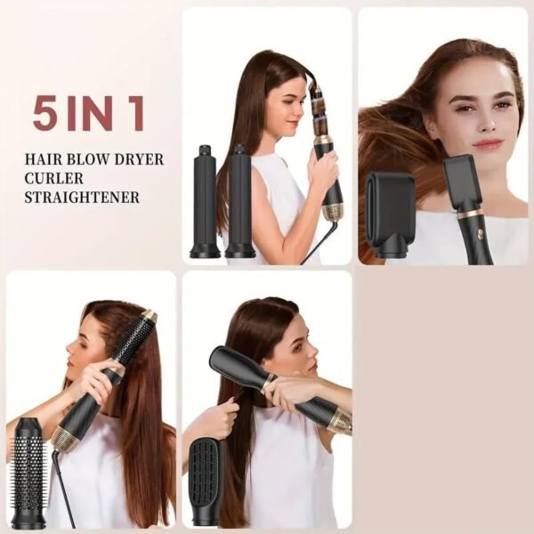 51dUoaZ-PYL._AC_.jpg 5 in 1 Blow Dryer Brush, Negative Ion Blow Out Brush Dryer Hair Dryer, Hot Air Styler Set Auto Wrap Curlers & Straightener & Volumizer Pro Kit, Portable Multi Styler Air Curler Hair Tools (Black)