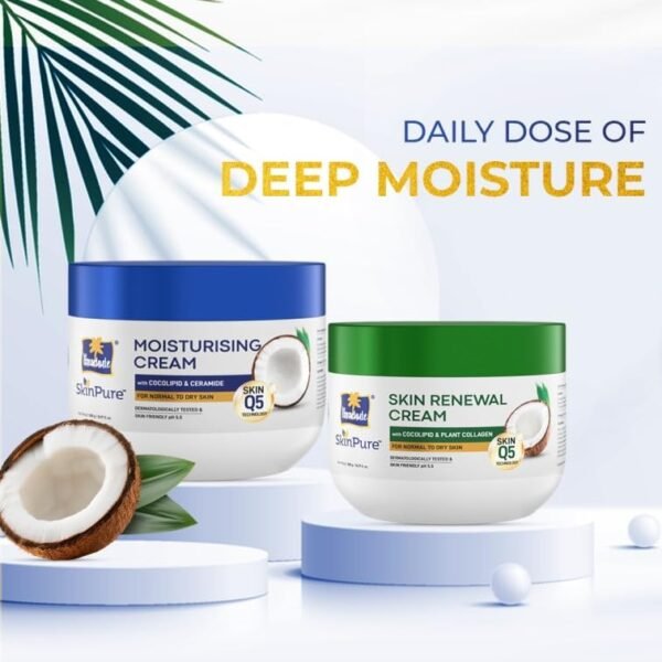 Parachute SkinPure Moisturising Cream, Body and Face Moisturiser for Normal to Dry Skin, Body Cream with Coconut milk and Ceramides, Daily Moisturiser, 72hr moisture lock | 16.9 Fl Oz | pH 5.5