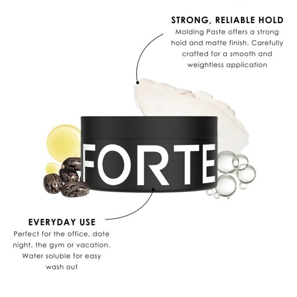 Molding Paste by Forte Series Low Shine Hair Paste for Men Lightweight Hair Texturizer Adds Volume and Definition Medium Flexible (75 ml)