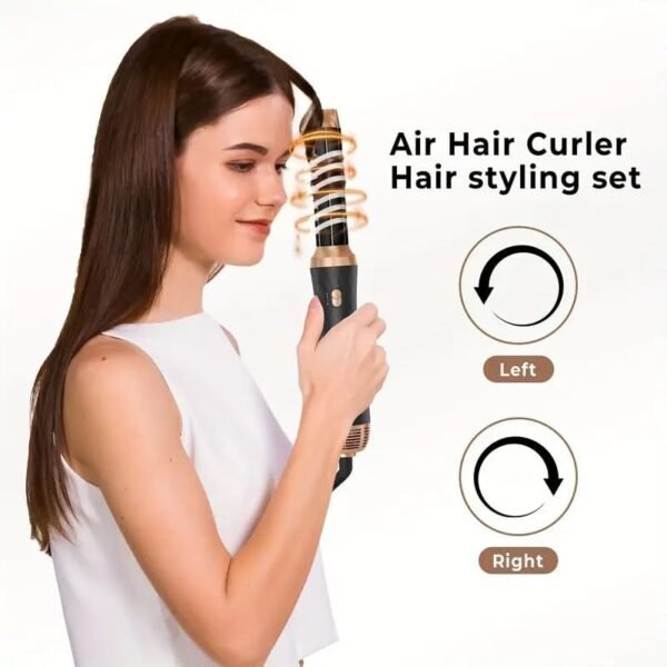 51gWtLTuynL._AC_.jpg 5 in 1 Blow Dryer Brush, Negative Ion Blow Out Brush Dryer Hair Dryer, Hot Air Styler Set Auto Wrap Curlers & Straightener & Volumizer Pro Kit, Portable Multi Styler Air Curler Hair Tools (Black)
