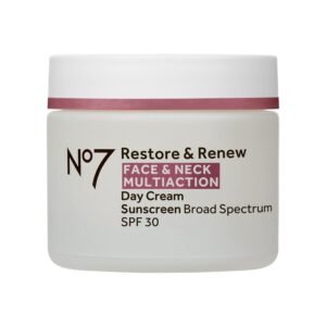 No7 Restore & Renew Multi Action Face & Neck Cream - Anti Aging Face Moisturizer with SPF 30 - Helps to Firm & Hydrate Crepey Skin - Formulated with Hyaluronic Acid, Peptides & Ceramides (1.69 Oz)