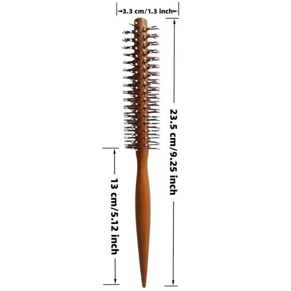 51j7vwFYPL._SL1500_.jpg Small Round Brush, Wooden Handle White Bristles - 1.3inch Mini Round Hair Brush for Short Hair & Bangs, Non-Slip Grip, Blow Drying Styling Tool for All Hair Type, is Used for Men, Women