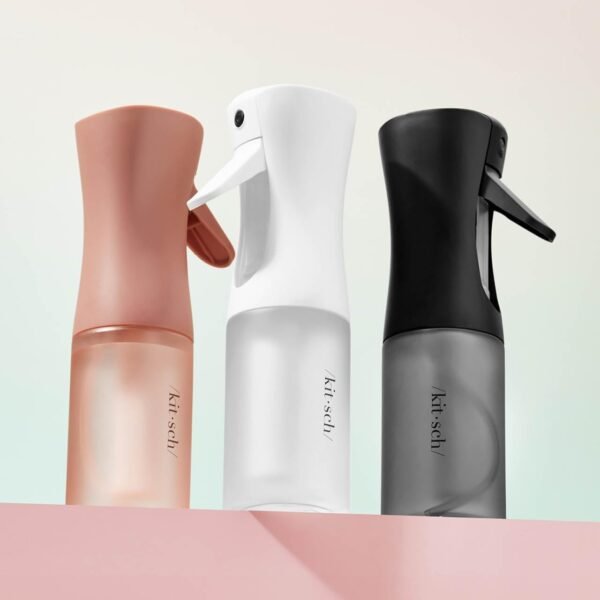 Kitsch Continuous Spray Bottle for Hair – Fine Mist Water Mister & Water Spray Bottle – Recycled Hair Spray Bottle – Spray Bottles for Cleaning, Styling, Plants & More – Black, 150ml