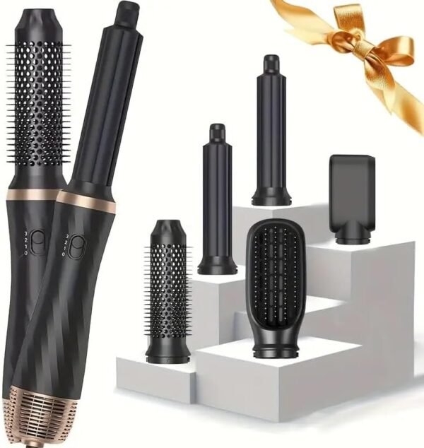 51jAT9Lmt6L._AC_.jpg 5 in 1 Blow Dryer Brush, Negative Ion Blow Out Brush Dryer Hair Dryer, Hot Air Styler Set Auto Wrap Curlers & Straightener & Volumizer Pro Kit, Portable Multi Styler Air Curler Hair Tools (Black)