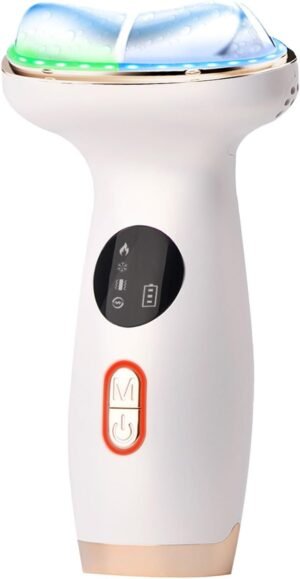 Cold Heat Facial Massager Red Light Therapy for Face Neck Lifting Firming Puffiness Reducer,7-in-1 LED Facial Sculptor Skin Care,Electric gua sha Lift Device Reduce Forehead Wrinkle Frown Smile Line