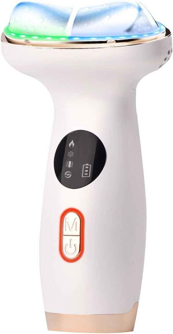 Cold Heat Facial Massager Red Light Therapy for Face Neck Lifting Firming Puffiness Reducer,7-in-1 LED Facial Sculptor Skin Care,Electric gua sha Lift Device Reduce Forehead Wrinkle Frown Smile Line