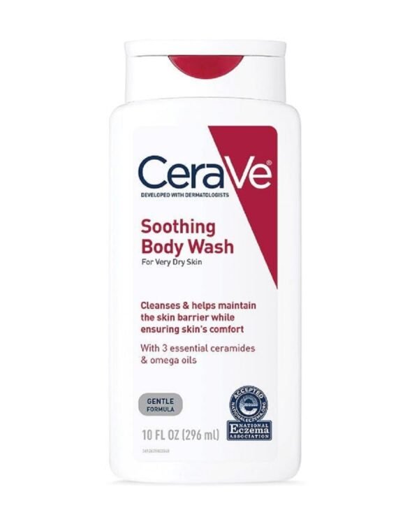 51nbefsGmNL._SL1250_.jpg CeraVe Soothing Body Wash for Dry Skin, Shower Oil for Sensitive, Dry, Itchy, and Eczema-Prone Skin, Fragrance Free & Paraben Free & Sulfate Free, 10 oz