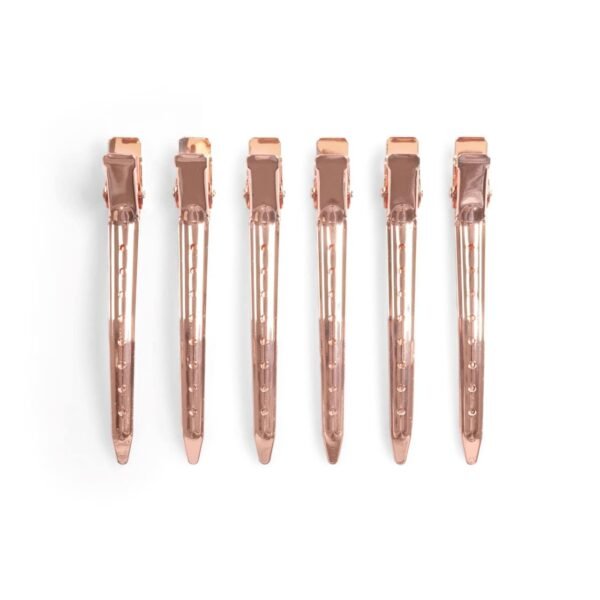 Kitsch Metal Hair Clips for Styling - Alligator Clips for Sectioning, Cutting, Coloring, Blow Drying and Makeup | Salon Quality Hair Accessories - 6pcs (Rose Gold)
