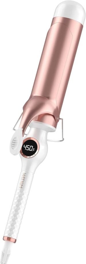 51r13rB4b9L._AC_SL1500_.jpg Large Curling Iron 2 Inch Barrel, Long Barrel Curling Wand for Hair, Ceramic Tourmaline Hair Styling Tool, Double Voltage, White