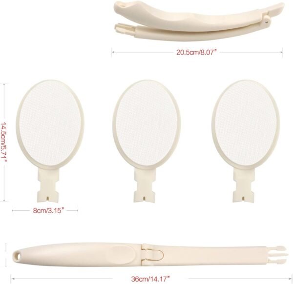 LFJ Lotion Applicator with Long Curved Handle for Back,Legs,Feet Self Application of Sunscreen, Sunless Self-Tanning, Skin Cream, Acne