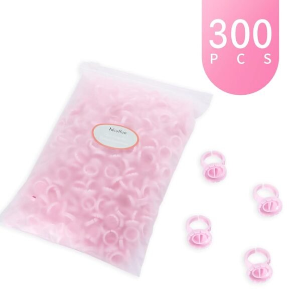 51tpgXTkKKL._SL1500_.jpg 300 Pcs Glue Rings Smart Glue Holder for Eyelash Extensions, Easy Fanning Glue Cups for Volume Lashes, Pink