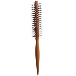 51zBWSwUIBL._SL1500_.jpg Small Round Brush, Wooden Handle White Bristles - 1.3inch Mini Round Hair Brush for Short Hair & Bangs, Non-Slip Grip, Blow Drying Styling Tool for All Hair Type, is Used for Men, Women