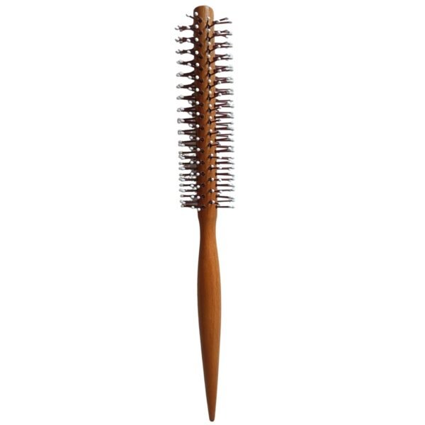 51zBWSwUIBL._SL1500_.jpg Small Round Brush, Wooden Handle White Bristles - 1.3inch Mini Round Hair Brush for Short Hair & Bangs, Non-Slip Grip, Blow Drying Styling Tool for All Hair Type, is Used for Men, Women
