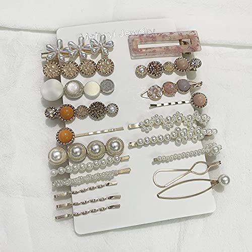 Mehayi 20 PCS Pearls Hair Clips Fashion Korean Style Acrylic ResinHairpins / Barrettes for Women and Ladies Girls Headwear Styling Tools Hair Accessories Bobby Pins