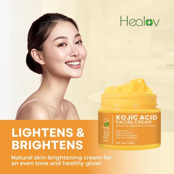 Kojic Acid Cream – Skin Brightening Cream for Age Spots, Hyperpigmentation, Intimate Areas – Dark Spot Remover, Reduces Acne, Scars, and Evens Tone – Kojic Acid Lotion for Brighter, Glowing Look