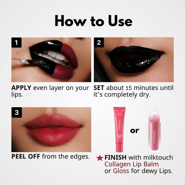 61zCJOGtcL._SL1080_.jpg MILKTOUCH Black Peel Off Lip Tattoo – Long-Lasting Matte Lip, Waterproof & Transfer-Proof, Highly Pigmented, Stay-On-All-Day Lip Tint Stain (4.5g) #05 Black Fig