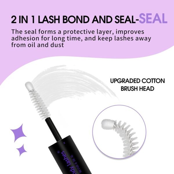 61-n3TzXP-L._SL1500_.jpg Lash Bond and Seal Waterproof Cluster Lash Glue for Eyelash Extensions Strong Hold 72 Hours High Adhesive Gentle Non-Irritating 2-in-1 Bond and Seal Use at Home by Wendy Lashes(Black,5ml+5ml)