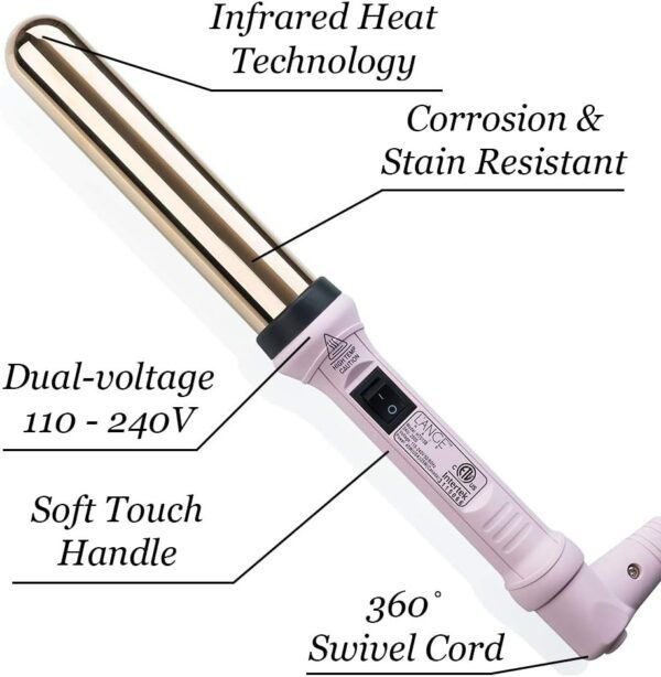 61-pnnzspsL._AC_SL1001_.jpg L'ANGE HAIR Ondulé 32 MM Titanium Curling Wand | Professional Hot Tools Curling Iron 1.25 Inch | Salon Hair Styling Wands for Beach Waves | Best Hair Curler Wand for Frizz-Free, Lasting Curls