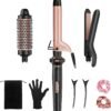 61-x1Km9PsL._AC_SL1500_.jpg Ufree 3 in 1 Curling Iron, Curling Wand Set with Thermal Brush Flat Iron Hair Straightener, Dual Voltage Wand Curler, Instant Heat Up Hair Curler, Include Protective Glove 2 Clips, Gifts for Women