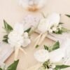 Set of 6 White Boutonniere for Men Wedding Groom Groomsmen Artificial Tulip Rose Flowers Boutonniere for Prom Homecoming Ceremony Anniversary Formal Dinner Party