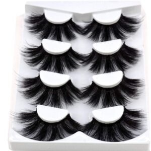 610j9HfrTiL._SL1000_.jpg HBZGTLAD NEW 4 Pairs 3D Mink Hair False Eyelashes Criss-cross Wispy Cross Fluffy length 25mm Lashes Extension Handmade Eye Makeup Tools (MDR-5)