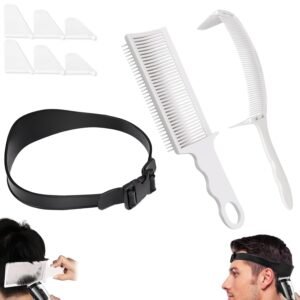 6118QhUCHyL._SL1500_.jpg Fade Hair Trimming Guide for Men Haircut, Adjustable Silicone Curved Haircut Band, Curved Positioning Comb and Flat Top Comb for Home DIY Haircuts, Self Haircut Kit Guide Salon Styling Tools