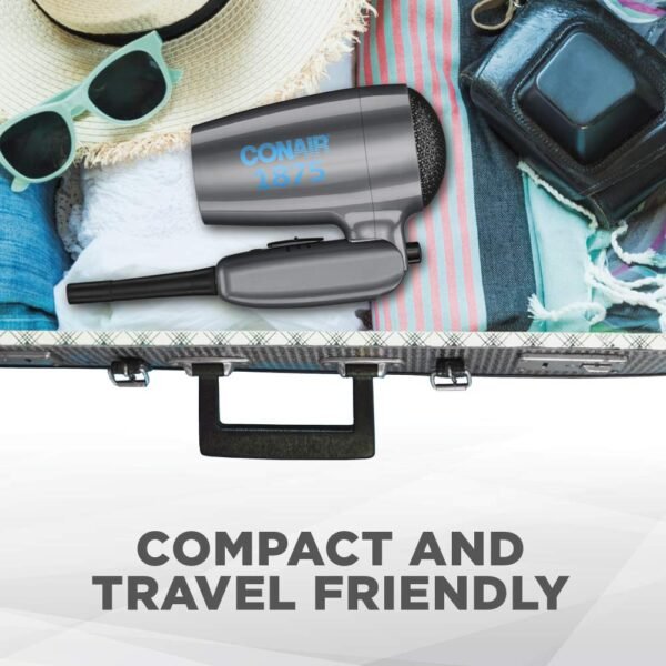 611A1QXk97L._SL1000_.jpg Conair Travel Hair Dryer with Dual Voltage, 1875W Compact Hair Dryer with Folding Handle, Travel Blow Dryer