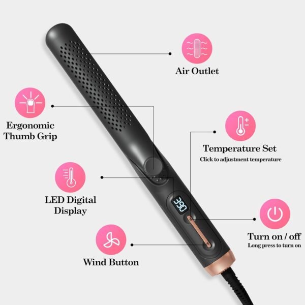 611HeCpYnL._AC_SL1500_.jpg Hair Straightener and Curler 2-in-1, 360° Airflow Styler Curling Iron, 1.25 Inch Curling Wand, 20 Million Negative Ion Hair Care, 5 Temps & Auto Off, Dual Voltage (Black)