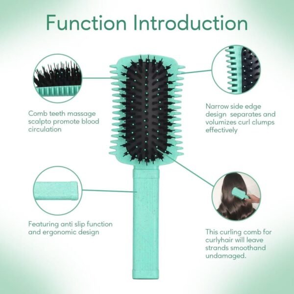 611ML7L6uVL._SL1280_.jpg Curly Hair Brush Defining, Volume Curl Defining Brush for Effortlessly Detangling Shaping and Styling Women's Curls, Reduce Pulling (Green 1PC)