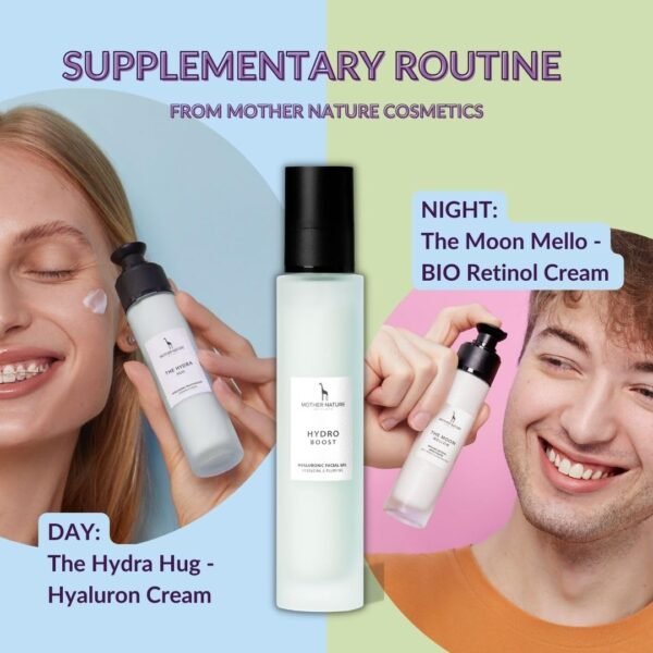 Hyaluronic Acid Moisturiser Gel with Organic Aloe Vera - NATURAL VEGAN COSMETICS - 100ml - Intensive Hydration - Anti-Ageing and Anti-Wrinkle Face Care for Men and Women